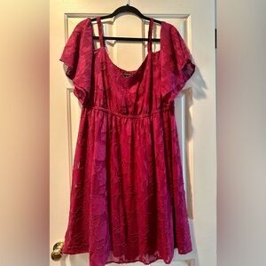 Torrid Fuchsia Lace Flutter Sleeve Dress